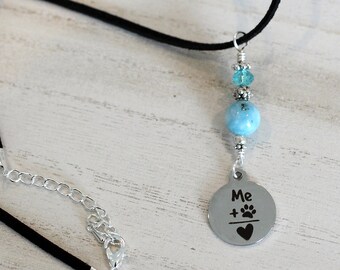 Rescue Jewels Pet Lover Necklace with Larimar on Suede