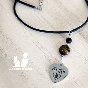 Rescue Jewels Vet Tech Paw Print Necklace with Tigereye image 1