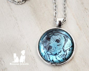 Rescue Jewels Labrador Lover Pendant Necklace in Shimmery Blue