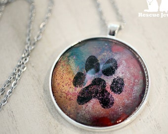 Rescue Jewels Large Hand Painted Paw Print Pendant Necklace
