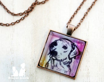 Rescue Jewels Labrador Pendant Necklace with Purples, Blues and Yellow