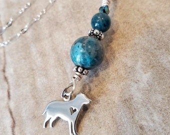 Rescue Jewels Sterling Silver Labrador Dog Charm Necklace with Apatite and Sterling Silver