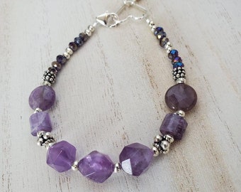Rescue Jewels Amethyst and Sterling Silver Paw Print Bracelet