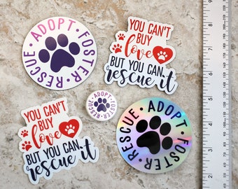 Rescue Jewels Stickers, Magnets, Button bundle Adopt, Foster, Rescue pets!