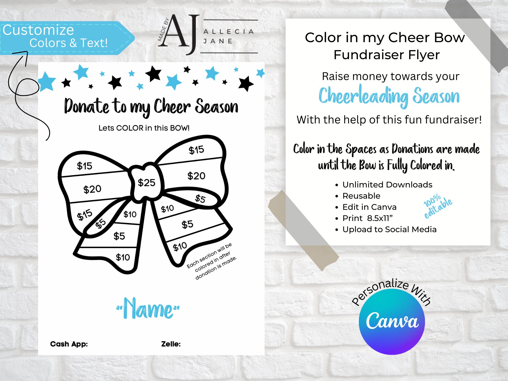 Color In The Cheer Bow Fundraiser Etsy