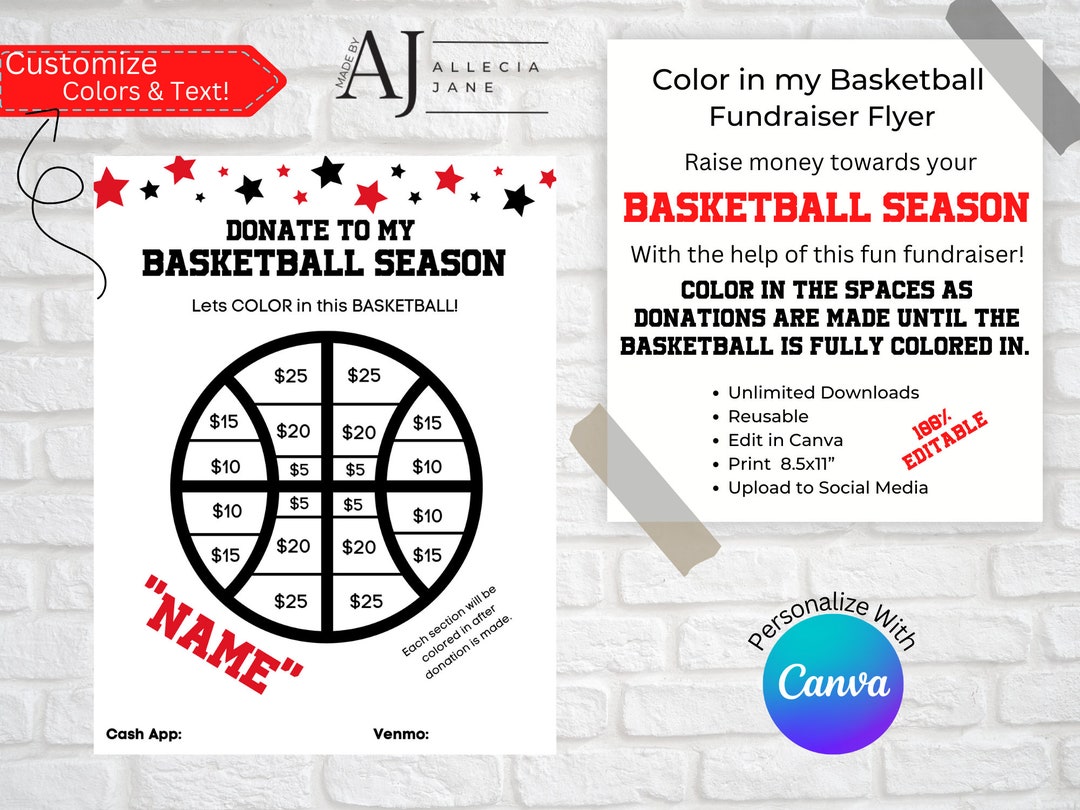 Color in the Basketball Fundraiser Etsy
