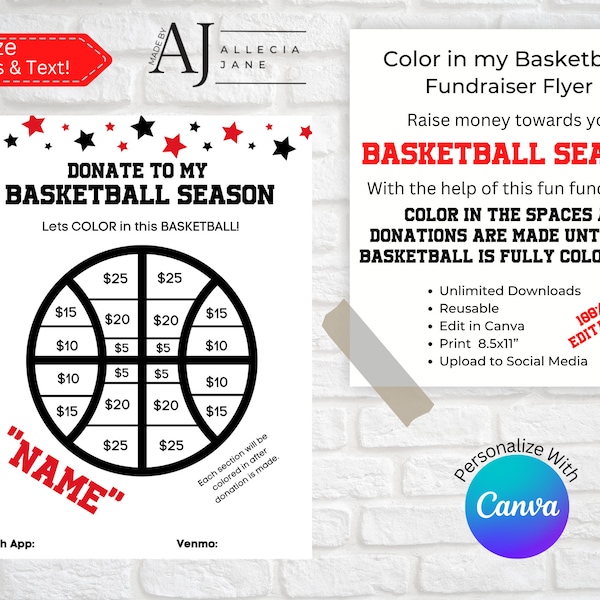 Basketball Fundraiser Sheet Etsy