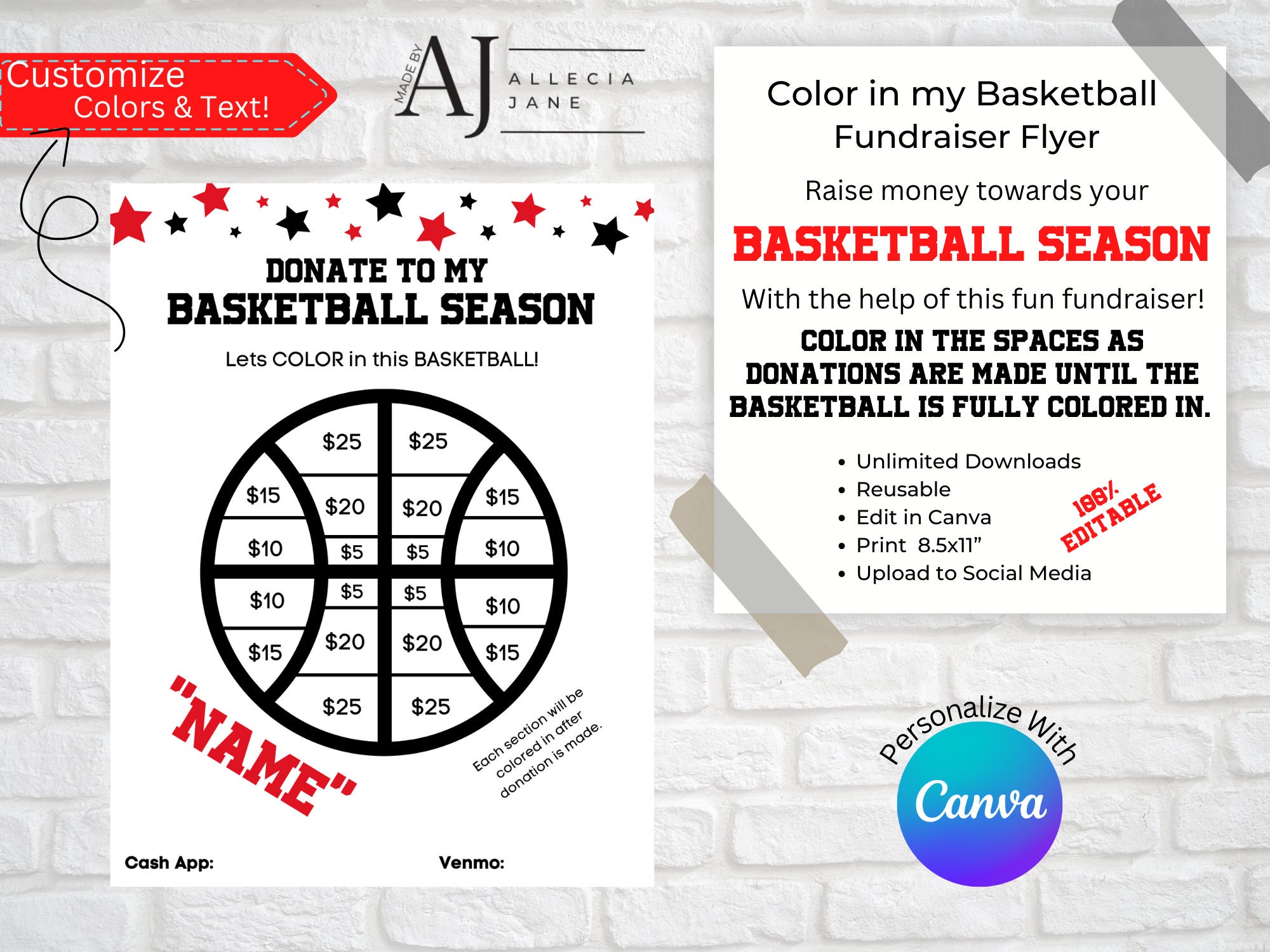 Color in the Basketball Fundraiser Etsy