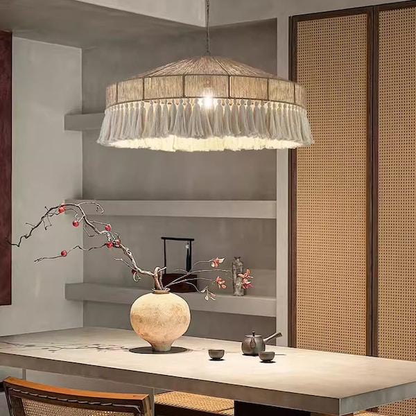 Rattan pendant lampshade high quality rattan lightshade lampshade bamboo light fixture bohemian design living room home decor