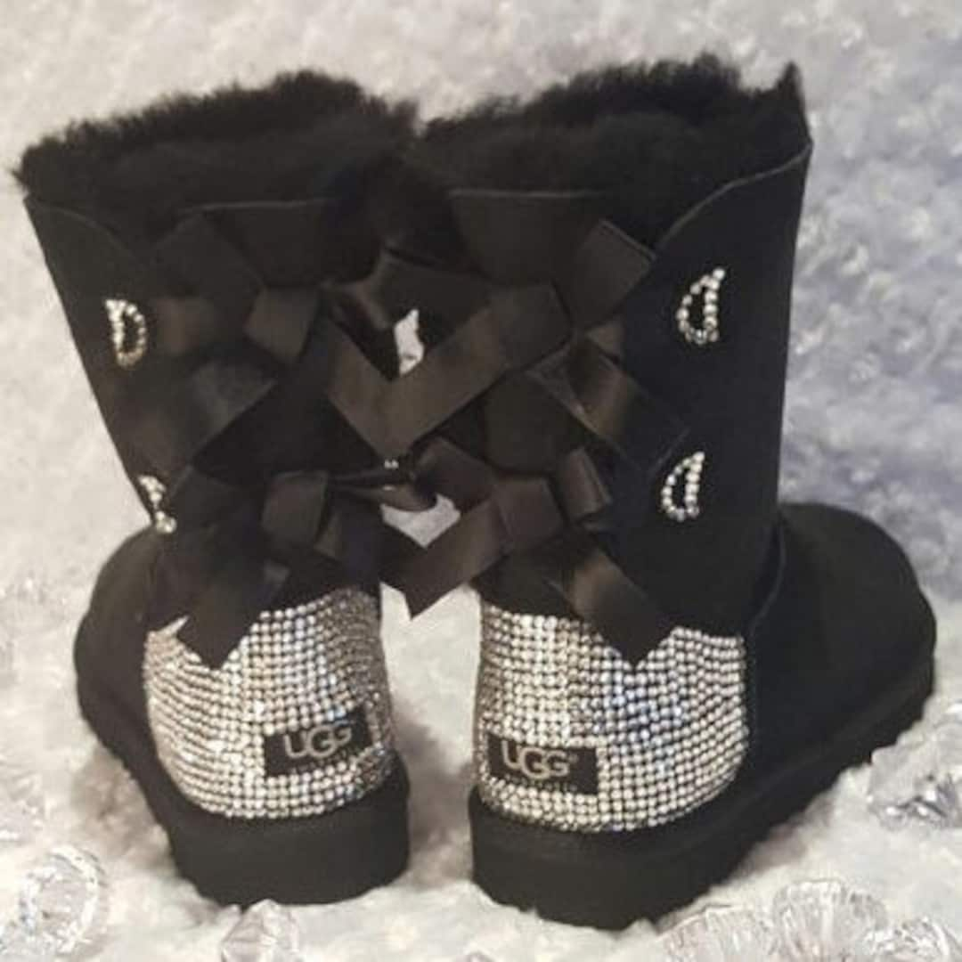 Bling Ugg Bailey Bow Women's Custom Black Ugg Boots - Etsy