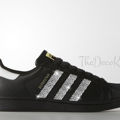 Custom Bling Womens Adidas Originals Superstar White Black - Etsy