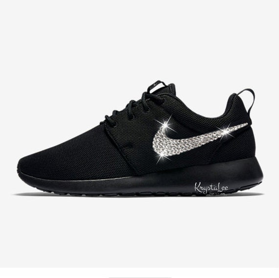 Bling Womens Nike Roshe One Black Swarovski Crystal