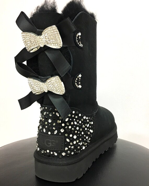 Bling Ugg Bailey Strik Vrouwen Custom Black Ugg Boots - Etsy Nederland