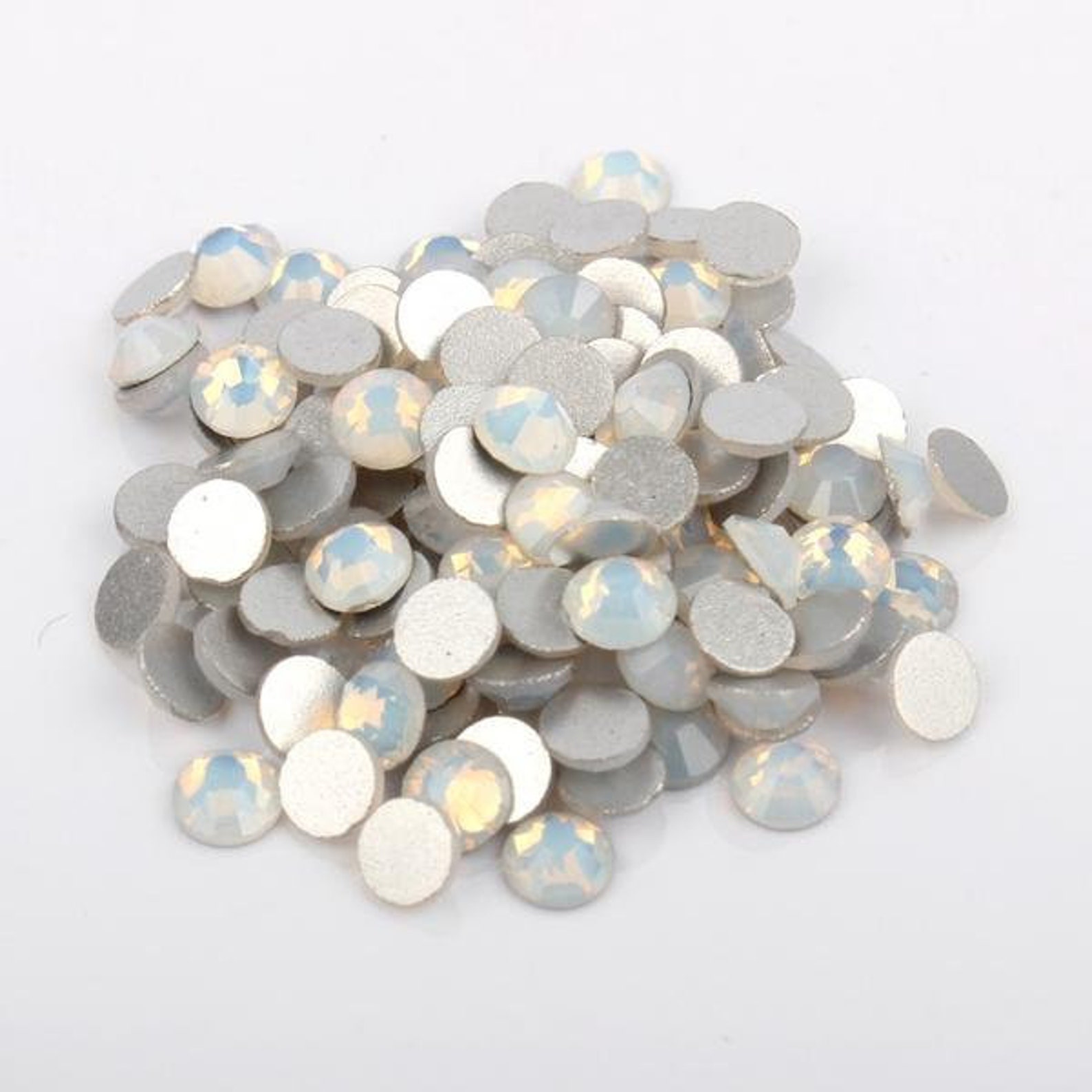 Ss16/4mm White Opal Crystal Glass Round Flat Back Loose Etsy