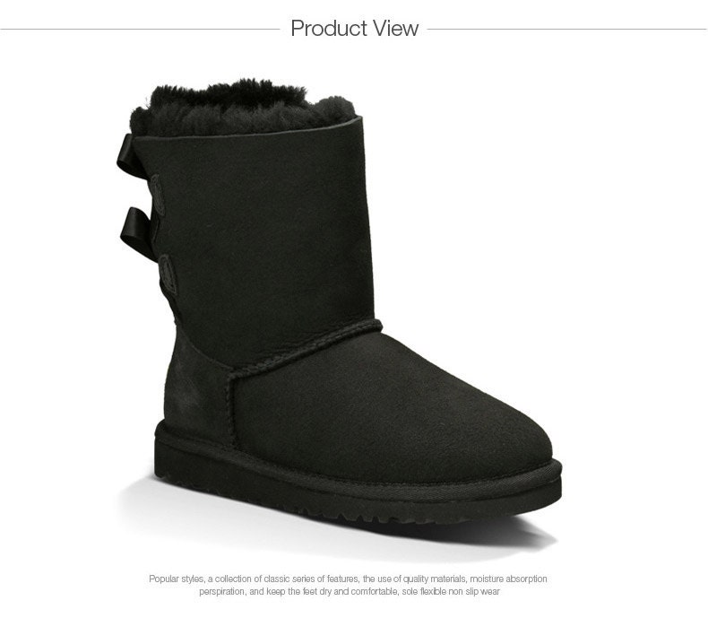 Bling Ugg Bailey Bow, Women's Custom Black Ugg Boots Swarovski Crystal Bling Australian Fur Boots, Snow Boots, Bling Boots