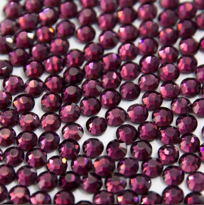 Ss16/4mm Dark Purple Crystal Glass Round Flat Back Loose Etsy