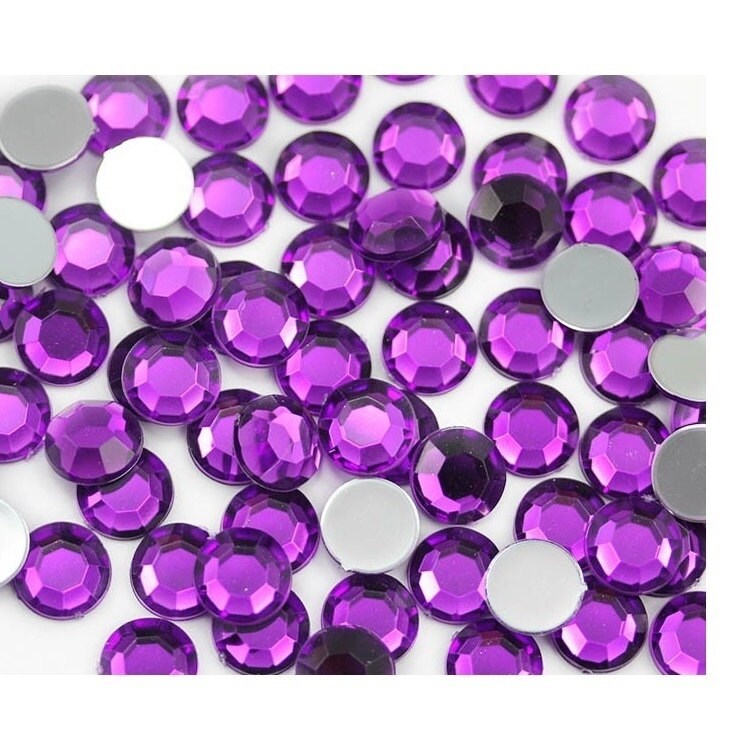 500 Purple Acrylic Round Flatback Dotted Rhinestone Gem Bead 6mm Flat back Resin 