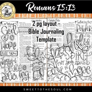 Soul Inspired - Bible Journaling Template - "Romans 15:13" - digital download