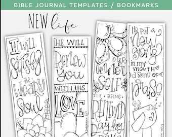 Soul Inspired - Bible Journaling Template / Color your own bookmarks - "New Life" - digital download