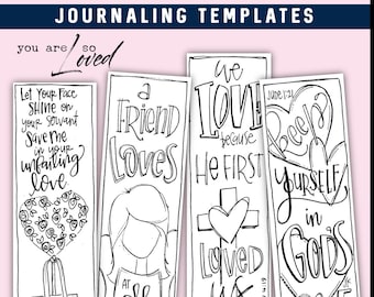 Soul Inspired - "So Loved" Bible Journaling Template / Color your own bookmarks - digital download