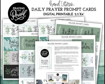 Praying For Revival - Hand-lettered Prayer Prompt mini-cards - Digital Download