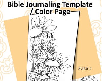 Scripture Color Page / Journaling Template "Joshua 1:9"- digital download
