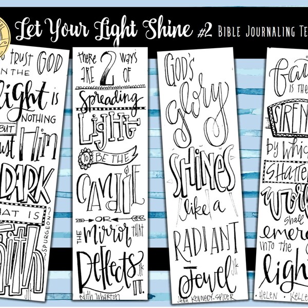 Soul Inspired - Bible Journaling Template / Color your own bookmarks - "Let Your Light Shine 2" - digital download