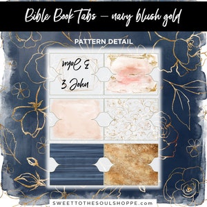 Books of the Bible Tabs Navy, Blush, Gold image 2