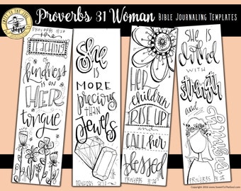 Soul Inspired - Bible Journaling Template / Color your own bookmarks - "Proverbs 31 Woman" - digital download