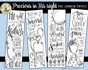 Soul Inspired - Bible Journaling Template / Color your own bookmarks - "Precious in His Sight" - digital download