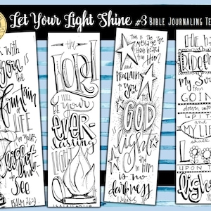 Soul Inspired - Bible Journaling Template / Color your own bookmarks - &quot;Let Your Light Shine 3&quot; - digital download