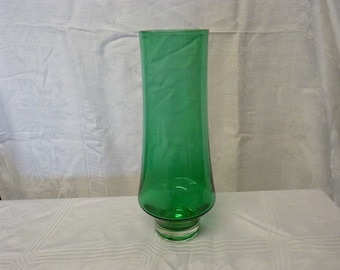 Riihimaki Glass Vase 1960s Green Mid Century MCM Finland