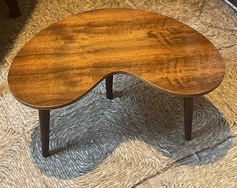 A Classic Kidney Shaped Side Table Walnut and Afromosia .. FAB