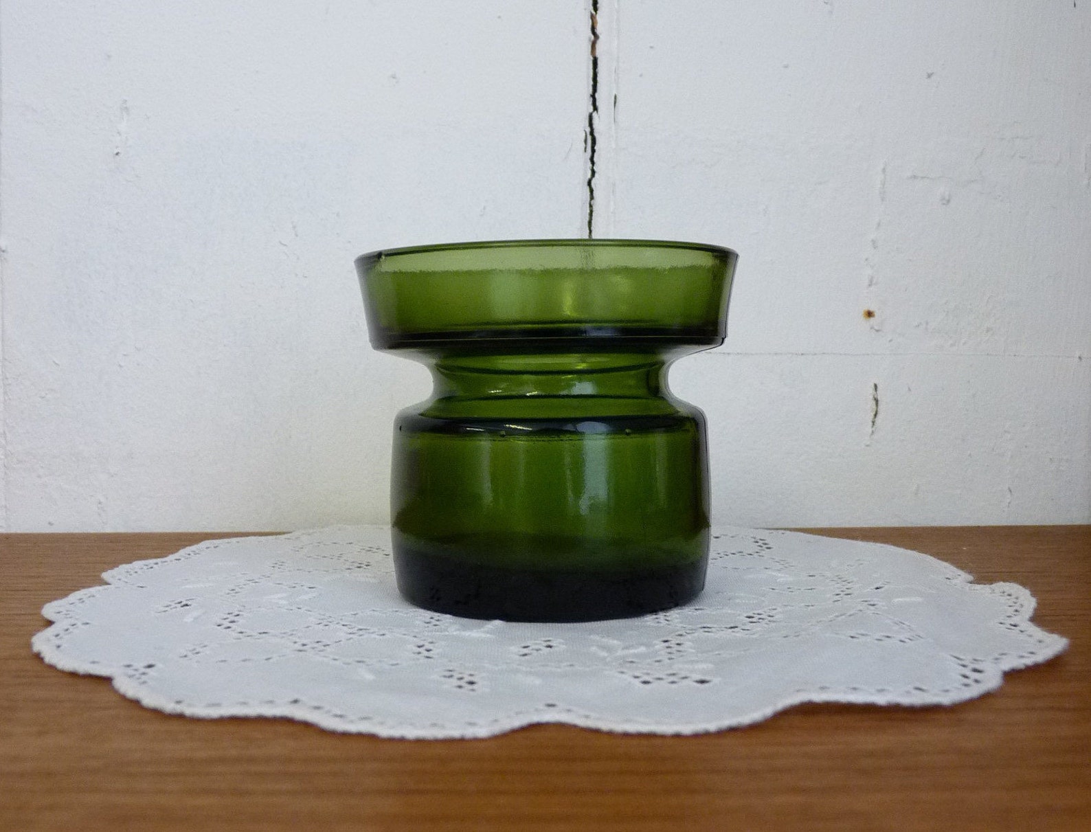 DANSK Design Green Glass CANDLE Holder Tea Light Mid Century Etsy