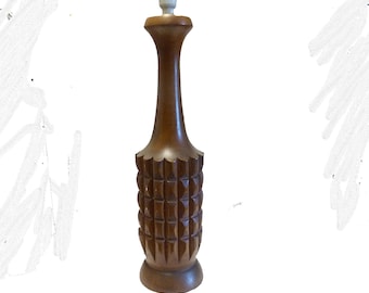 Vintage Teak Lamp Base 1960s Bottle Shape Modernist Mid Century