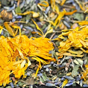 Bath Tea | Midwife&#39;s Remedy | Calendula & Witch Hazel | Herbal Bath Salts | Reusable Bath Bag | Sits Bath | Postpartum Healing