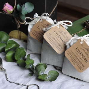Organic Lavender in Muslin Bag | Pillow Sachets | Premium Herbal-Filled Bag for Linen and Closet | Relax and Calm Aromatherapy Bags
