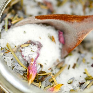 Bath Tea Queen's Peace Organic Rose & Lavender Handcrafted Herbal Bath Salt Relaxing Bath Experience Free Bath Bag image 4