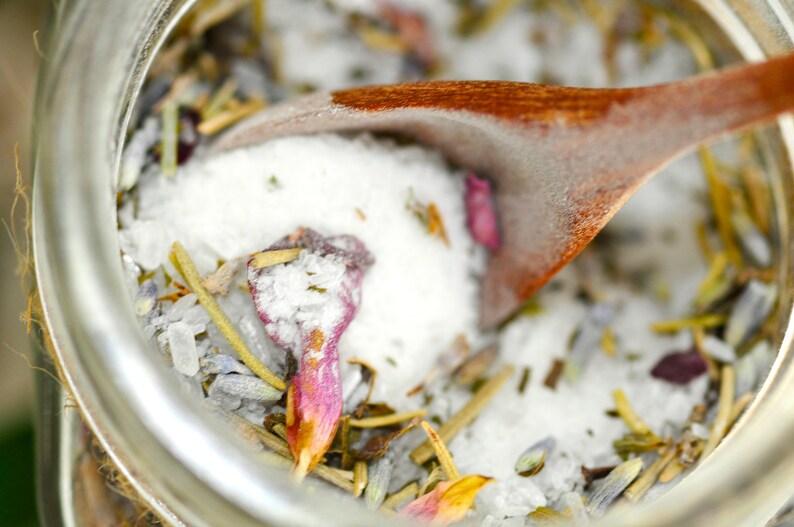 Bath Tea Queen's Peace Organic Rose & Lavender Handcrafted Herbal Bath Salt Relaxing Bath Experience Free Bath Bag image 4