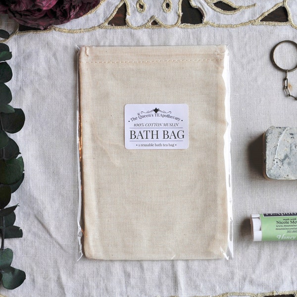 Bath Tea & Bath Salts bag | 100% Cotton Muslin | Eco-Friendly | Reusable | 1 count or BULK