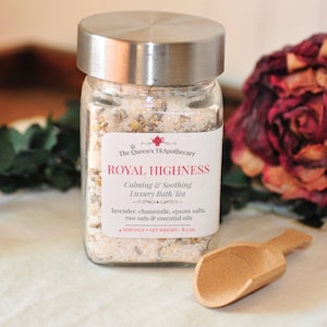 Bath Tea | Royal Highness | Organic Chamomile, Lavender & Oats | Herbal Bath Salts | Best Spa Experience | Dry Skin and Itch Relief