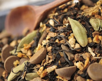 King's Chocolate Chai-te | Ekologiskt hantverksmässigt tillverkat lösbladigt svart teblandning | Premiumkvalitetste