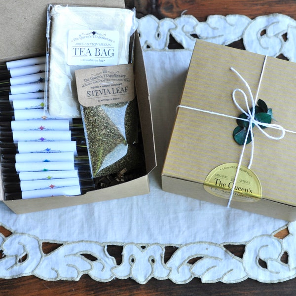 Tea Sampler Kit | 15 Tea Samples with Reusable Tea Bag and Stevia | Premium Loose Leaf Tea | Artisan Handcrafted Organic Teas | Gift Set