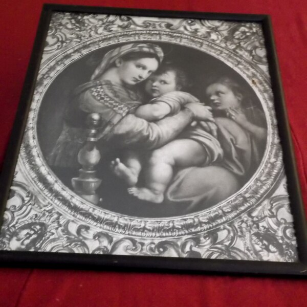 Madonna Della Sedia --Black andWhite Print  ---Raphael