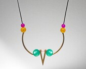 OVEEA 39 new moondrops 39 eco necklace brass, stone, vintage lucite handmade organic contemporary pendant for modern muses MÜARTSTUDIO