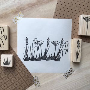 Stamp handcarved handcarved stamp wooden stamp grasses Christmas Frieda & Wolfi fabric print ink handmade