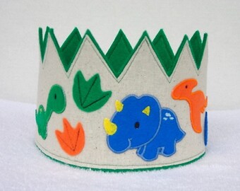 Dinosaur Birthday Crown, Dinosaur Birthday Hat, Smash Cake Crown, Boys Birthday Crown, 1st Birthday Crown, Dinosaur Party Hat, 1st Dinosaur