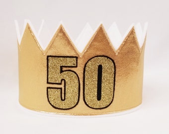 Gold 50th Crown, 40th Crown, 60th Birthday Crown, 100th Birthday Hat, 75th Birthday Party, 50th Celebration, 50th Anniversary, 50th, Gold