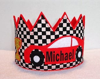 Race Car, Race Car Birthday, Race Car Birthday Party, Race Car Crown, Race Car Invitations, Personalized Hat, Race Car Shirt