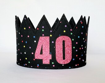 40th Birthday Crown, 40th Birthday Hat, 40th Birthday Party, Girls Party Hat, Mom 40th Birthday, Pink 40th Birthday, Birthday Crown